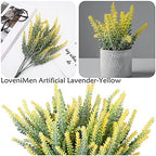 Artificial Lavender Yellow 4 Bundles, Lifelike Faux Flowers Foliage Leaves Plant for Wedding Bouquets, Outside Hanging Planter, Farmhouse Indoor Outdoor Patio Home Decor - Image 3