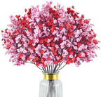 Uieke 30 Pcs Valentine’s Day Artificial Baby’s Breath Flowers, Red Pink Faux Gypsophila Bouquets Real Touch Silk Fake Flowers for Romantic Wedding, Anniversary, Party, Home Table Centerpiece Décor by Uieke
