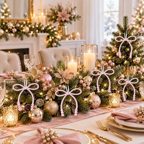 DIYDEC 18PCS Large Christmas Pearl Bow Ornament 7in Tree Topper Decor - Image 7