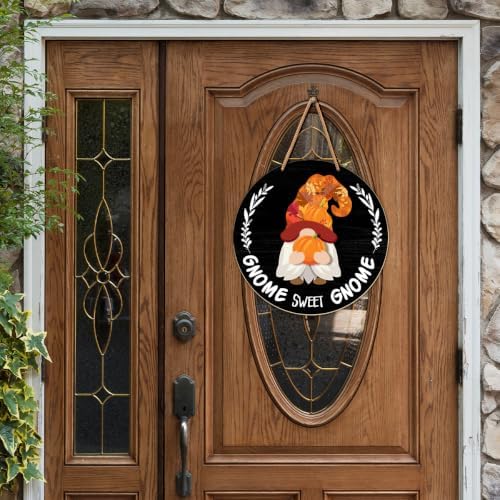 Interchangeable Gnome Welcome Sign Fall Halloween Door Decor, Black - Image 4
