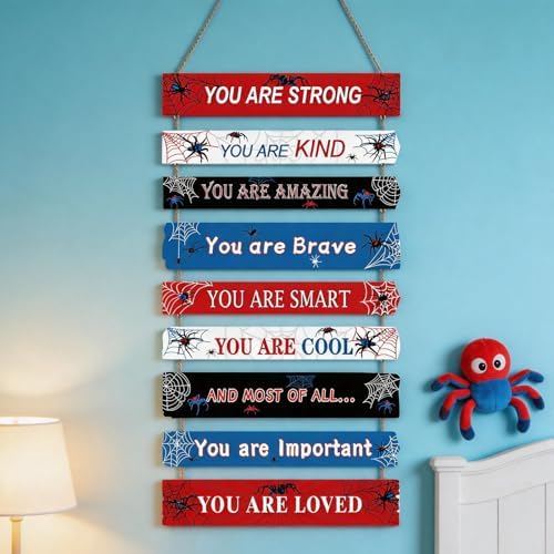 Spider Boys Room Decor, Wooden Art Prints for Boy Kids Children Toddler Bedroom, Home Indoor Inspirational Wall Decoration, Wall Decor Room Sign for Birthday Gifts - Image 2