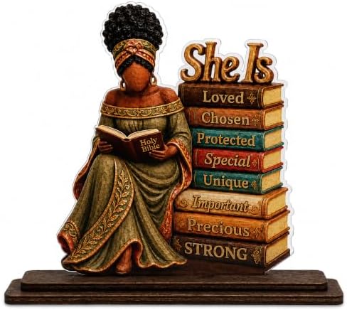Christian Gifts for Women, African American Black Woman Wood Acrylic Plaque by KATINAT
