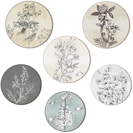 Barydat 6 Pcs Boho Wooden Plant Wall Art Decor,Round,8 Inch, 10 Inch by home