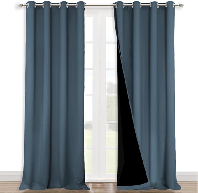NICETOWN 100% Blackout Blinds, Smoky Blue, Laundry Room Decor Window Treatment by NICETOWN