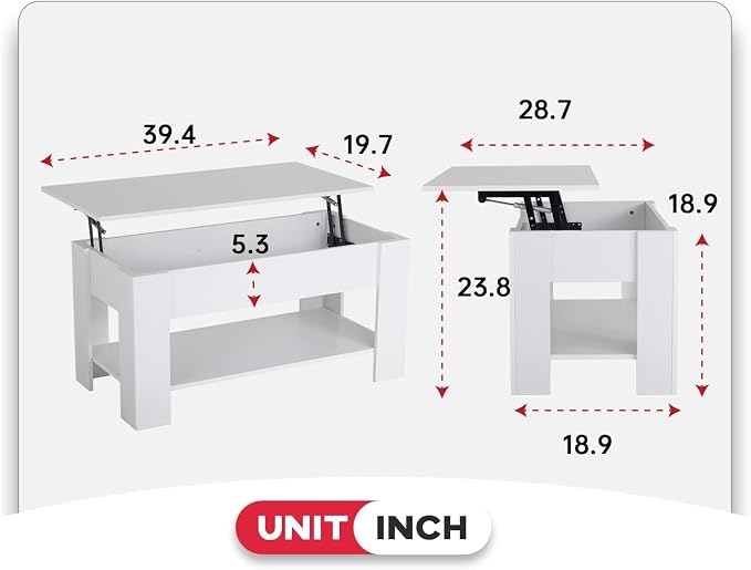 FDW 39.4" Lift Top Coffee Table - Image 3