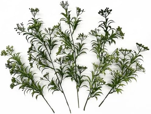 Artificial Plant Fake Boston Fern Stems, Faux Persian Flowers Stem Realistic Plants Plastic Greenery Bushes Ferns Shrubs for Home Decor Indoor Outdoor Garden Wedding Bouquet DIY Decoration - 5 Pack - Image 3