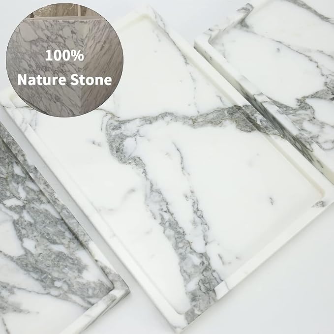 Real Luxurious Natural Marble Vanity Tray Genuine Marble Storage Tray - Image 3