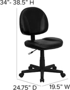 Flash Furniture Ronald Mid-Back Black LeatherSoft Swivel Ergonomic Task Office - Image 3