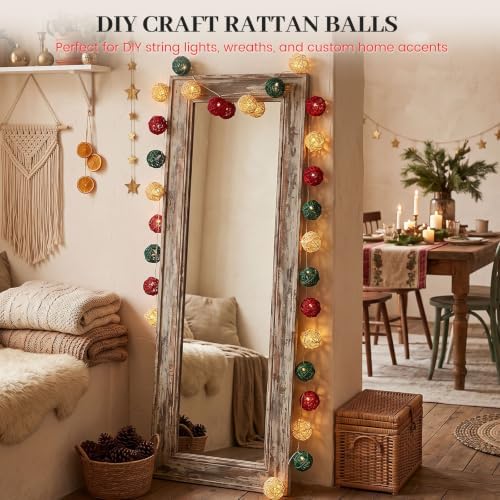 DomeStar 24 PCS Christmas Decorative Balls, 2 Inch Rattan Bowl Fillers - Image 4