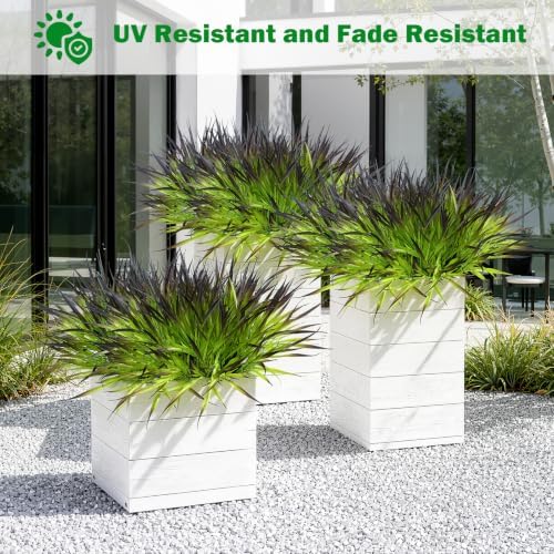 Uieke 28 Bundles Artificial Outdoor Plants UV Resistant Fake Grass Plants Faux Plastic Plants Greenery Shrubs for Home Garden Pathway Summer Decor, Deep Purple - Image 5