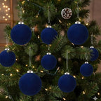 46Pcs Velvet Christmas Ball Ornaments Set - Flocked Shatterproof Christmas Tree Decorations Classic Hanging Ornaments with Rope for Xmas Wreath Holiday Home Decor (Multi-Size, Blue) - Image 5