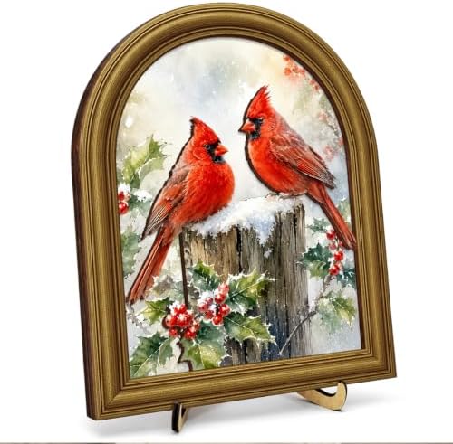 Christmas Decor Vintage Winter Cardinals Wall Art Sign Table Decor by Unknown