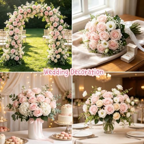 Kimura's Cabin 12pcs Real Touch Rose Artificial Flower Long Stem,Light Pink - Image 6