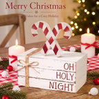 Geelin 4 Pcs Christmas Candy Cane Table Decoration Wooden Book Stack Signs - Image 5