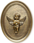 Newinhome Vintage Cherub Wall Sculpture Antique Wall Decor Hand Painted with Embossed Cherub Design, Oval Aesthetic Room Decor, Vintage Decoration for Living Room Hallway and Bedroom,Unique Gifts by Newinhome