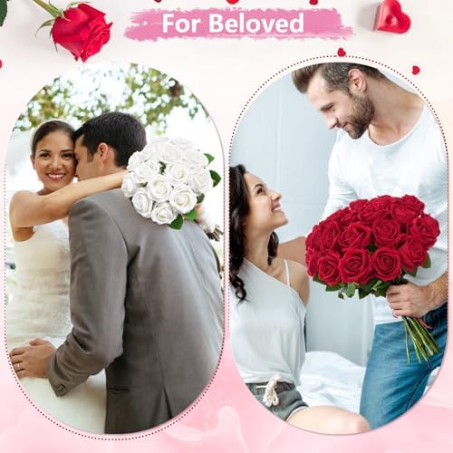 200Pcs Pink Roses Artificial Flowers Real Touch Velvet Fake Roses Bouquet - Image 5
