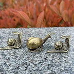 3Pcs Brass Snail Statue Set,Vintage Mini Copper Figurines for Desk Garden - Image 3