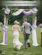 BLOSMON Fake Flowers Ball Centerpiece: 2 Pcs, Lilac White Rose Babys Breath - Image 4