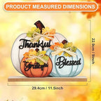 3 Pcs Fall Pumpkin Decor Wooden Table Sign Thankful Blessed Grateful Tabletop for Autumn Farmhouse Vintage Thanksgiving Harvest Party Rustic Home Room Table Shelf Halloween Decorations - Image 7
