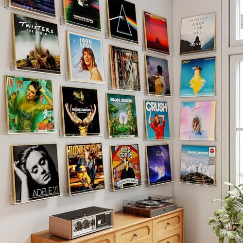 Laurensory Vinyl Record Wall Mount Shelves, 12 inch Vinyl Holder, 20 Pack - Image 3