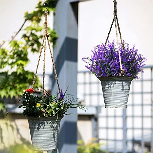 XLFAQXM 8 Pack Artificial Plants Flowers Grass Shrubs Lavender No Fade Faux Plastic Flowers Outdoor for Farmhouse Garden Porch Patio Indoor Wedding Decoration Greenery Fake Plants uv Resistant - Image 3