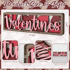 Vintage Valentine's Day Decorations for Office, Home, Table, Mantel, Shelf, Desk, 3 1/2 x 11 Inch Retro Valentine's Love Sign, Wooden Valentine Decor Sign, Farmhouse Red Pink Decoration (Valentines) - Image 2