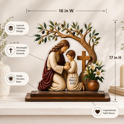 Confirmation Gifts for Boys, Jesus and Child of God Wooden Acrylic Plaque - Image 2