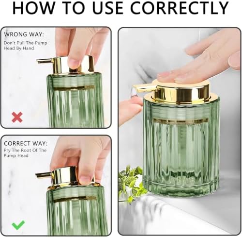 CERBIOR Bathroom Accessories Set, 4 PCS Glass Bathroom Set,Golden Green - Image 3