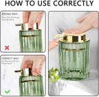 CERBIOR Bathroom Accessories Set, 4 PCS Glass Bathroom Set,Golden Green - Image 3
