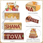 Yuntau 4 Pcs Rosh Hashanah Decorations Wooden Jewish New Year Centerpieces - Image 3