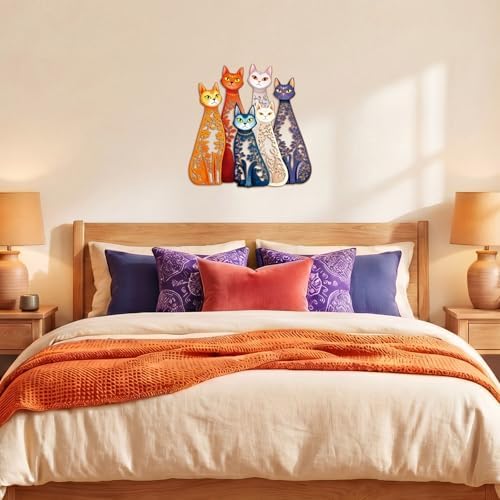 Wesiti Metal Cat Wall Art Decor Colorful Sculptures Mid Century 11.4x11.2 - Image 6