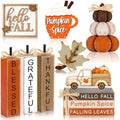 11 Pcs Fall Table Decorations Autumn Pumpkin Wooden Decorative Set Featuring Blessings Gratitude and Appreciation Sign for Thanksgiving Various Occasions Family Dining Kitchens Offices by Quzzil