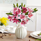 JINWOE 2Pcs 6 Heads Dark Red Lily Artificial Flowers, 28inches Long Stem Latex Real Touch Stargazer Fake Lily Silk Flower for Tall Vase Easter Home Decor Wedding Party Table Centerpieces - Image 7