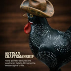 Cowboy Rooster Statue, Farmhouse Kitchen Decor, 11.9 in - Image 4
