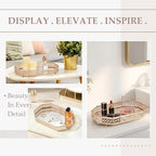 Hipiwe Gold Glass Perfume Tray for Dresser Bathroom Makeup Vanity Trays - Image 4