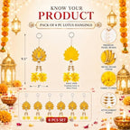 Lotus Hanging Wall Decor for Diwali Decoration, Home, Pooja Temple Set of 6 - Image 5