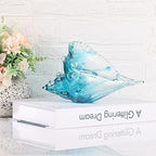 Hand-blown glass conch sculpture, modern green sea glass art decorative conch statue, coastal decor shell sculpture, suitable for living room TV cabinets, offices, shelf decorations and ornaments. - Image 2