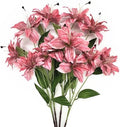 Artificial Lily Flowers, Vintage Silk Flower Long Stems Stargazer Lilies Full Bloom Lily Faux Plant Tiger Bouquets for Home Decor Indoor Hotel Wedding Party Fake Floral Arrangement - Coral Pink 4 Pack by CATTREE