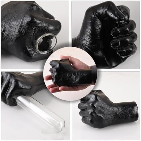 Black Resin Wall Mounted Hand Vase with Glass Tube, Gothic Wall Sculpture - Image 4