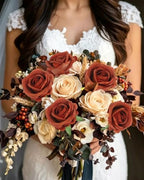 Coferset 50pcs Velvet Artificial Roses Flowers in Bulk,Burnt Orange - Image 2