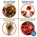 Glaciart One Wool Felt Flowers Set – Handcrafted Artificial Arrangement with Colorful Stems, Eco-Friendly Material, Essential Oil Ready, Reusable Decor, Washable Gift for Events or Home - Image 4