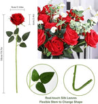 10pcs Red Roses Artificial Flowers Fake Rose Bouquet with Stem Silk Flower - Image 2