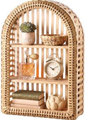 Rattan Wall Shelf - 3 Tier Boho Arched Wicker Hanging Shelves by Unknown