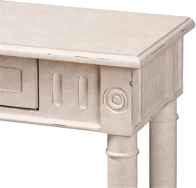 Baxton Studio Ariella Country Cottage Farmhouse Whitewashed 1-Drawer Console - Image 11