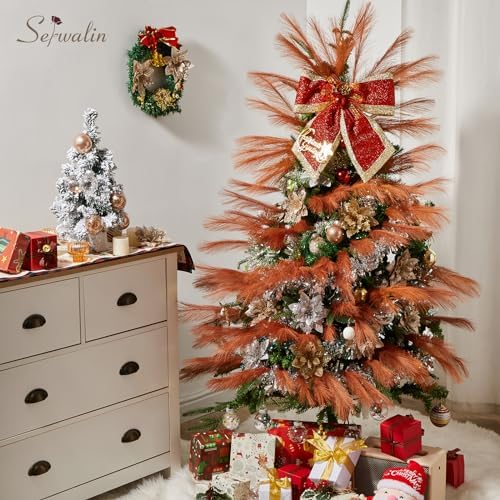 Serwalin 60PCS 17.7" Burnt Orange Pampas Grass Decor for Vase Filler Home - Image 2