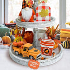 Thanksgiving Truck Decor, Fall Pumpkin Metal Truck Decorations - Image 2