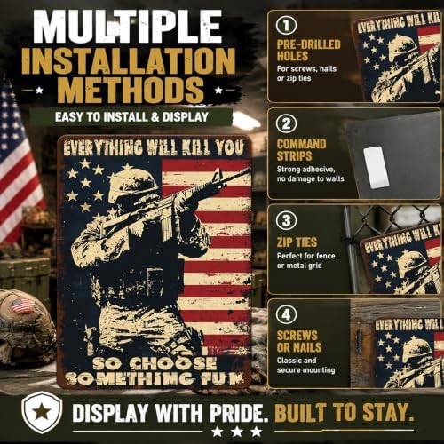 Vintage Memorial Day Metal Sign Patriotic Military Wall Decor Veteran Gifts Wall Art Retro Army Tin Poster for Home Office Coffee Bar Kitchen Garage Man Cave Decorations 12x16 Inch - Image 4