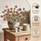 INQCMY 12 Pcs Brown Faux Flowers for Vase 20 Inch Artificial Mums Indoor - Image 4