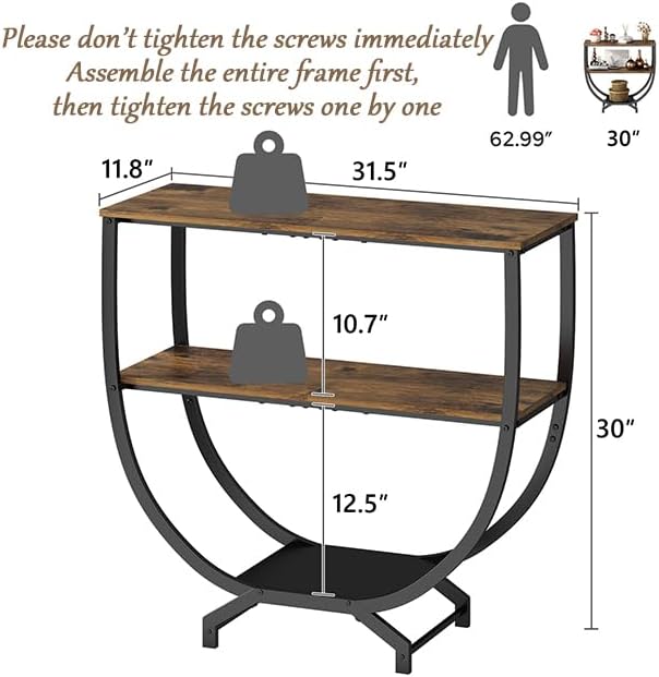 GILLAS 3 Tier Console Tables, Sofa Table Behind Couch, Industrial Entryway - Image 2