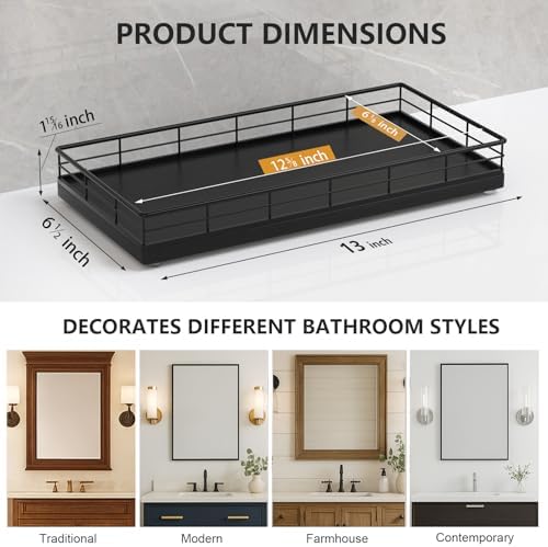Toilet Paper Basket Organizer, Oak Wood Toilet Tank Tray with Metal Frame - Image 6